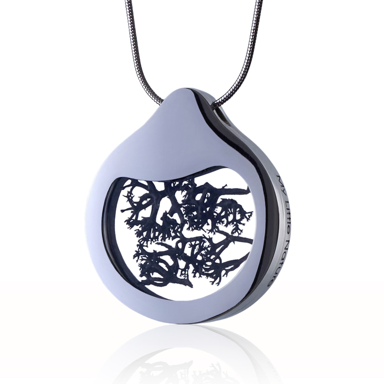 My Little Nature Women's Black / Silver Handcrafted Designer Necklace With Natural Black Moss – Unique Nature-inspire In Multi