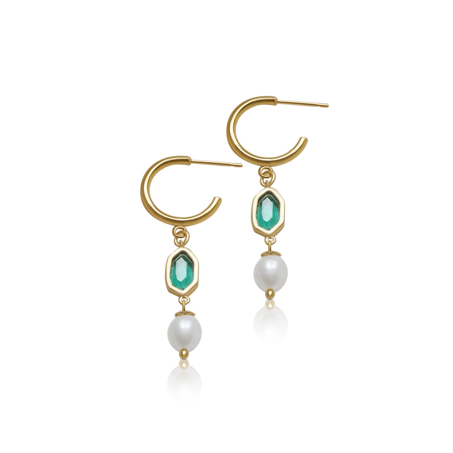 Women’s Gold Hildur Earrings - Green Gabi the Label