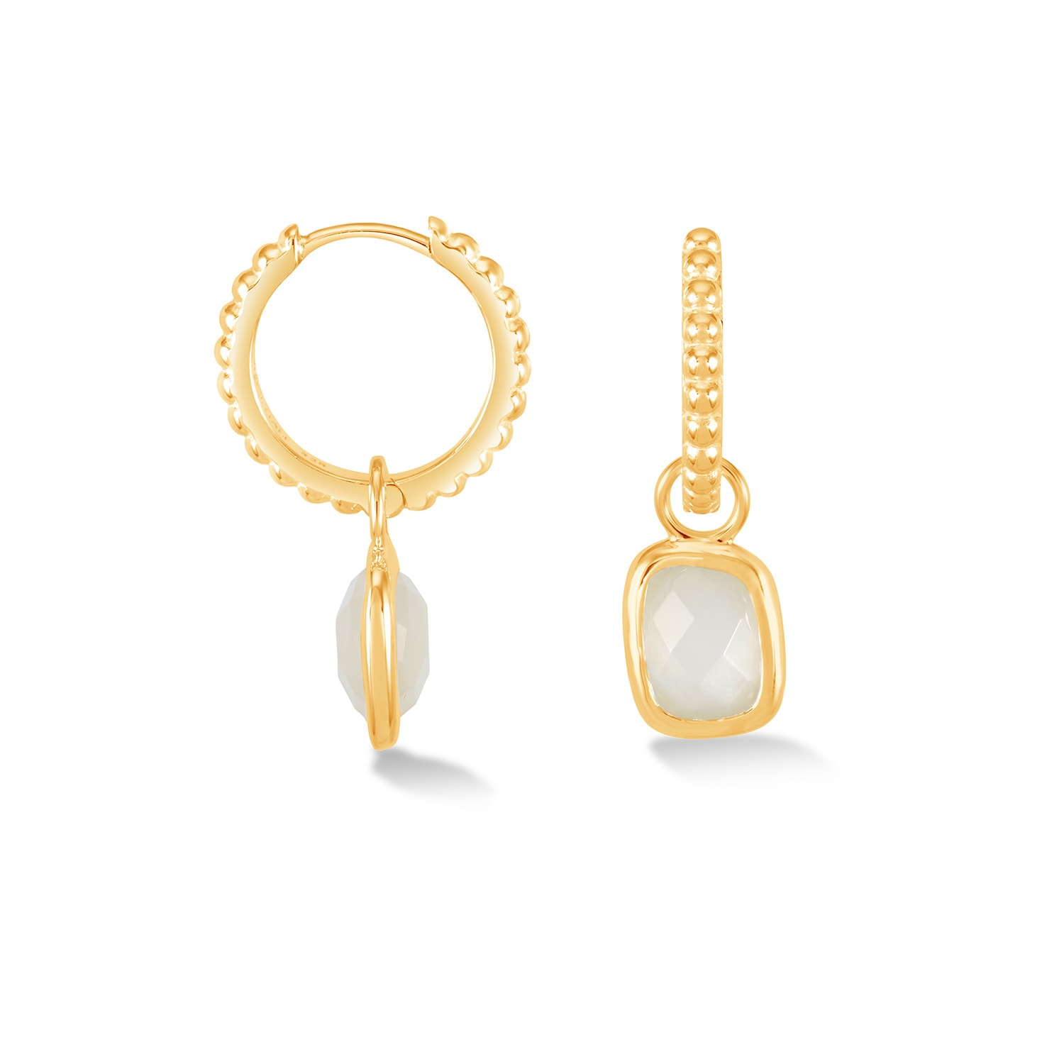 Women’s Gold Moonstone Dotty Huggie Hoops In Vermeil Dower & Hall