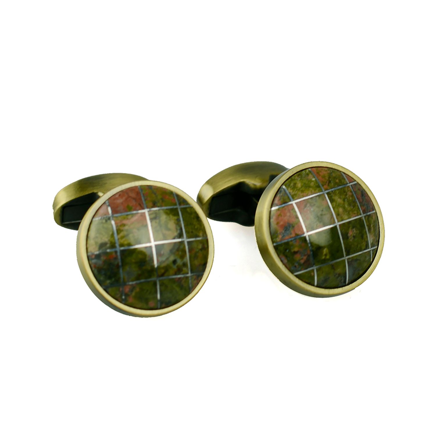 David Wej Men's Round Patterned Cufflinks – Gold In Gold
