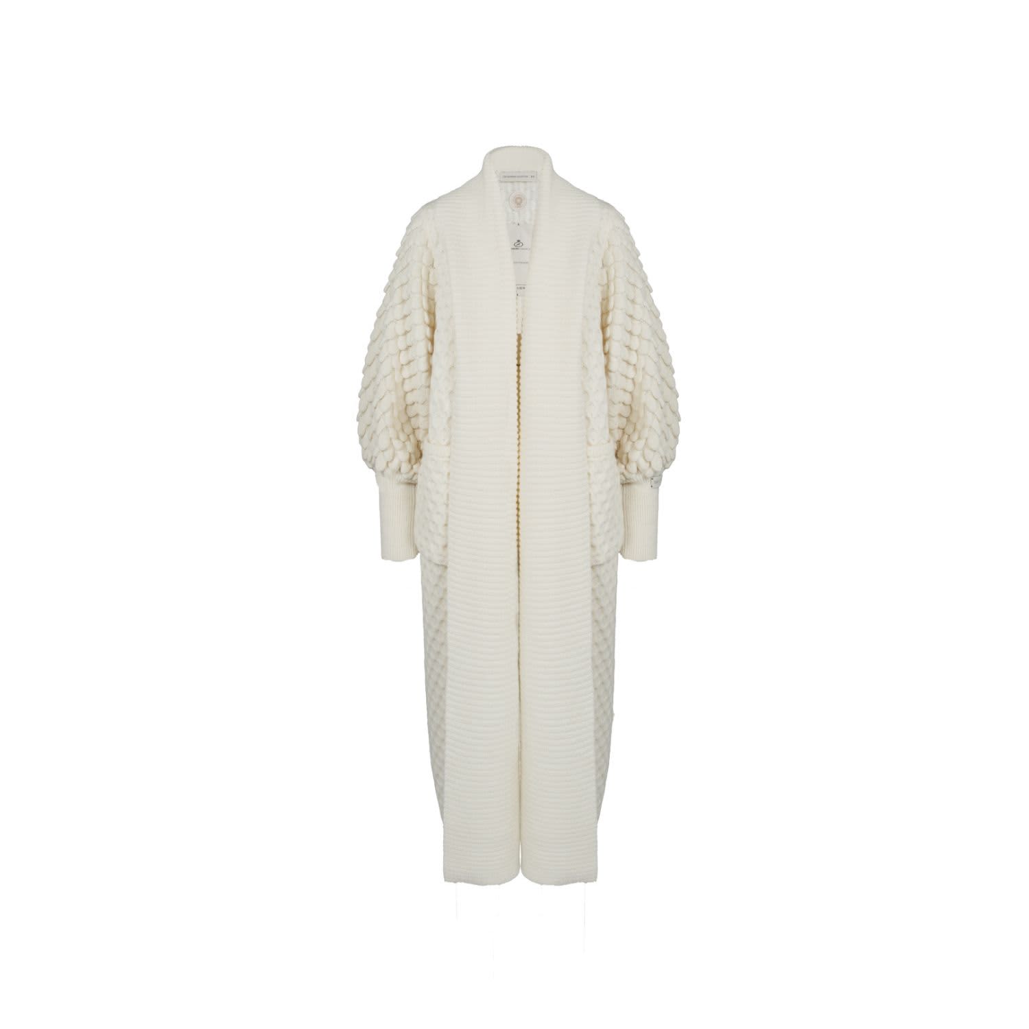 Long white knitted cardigan outlet