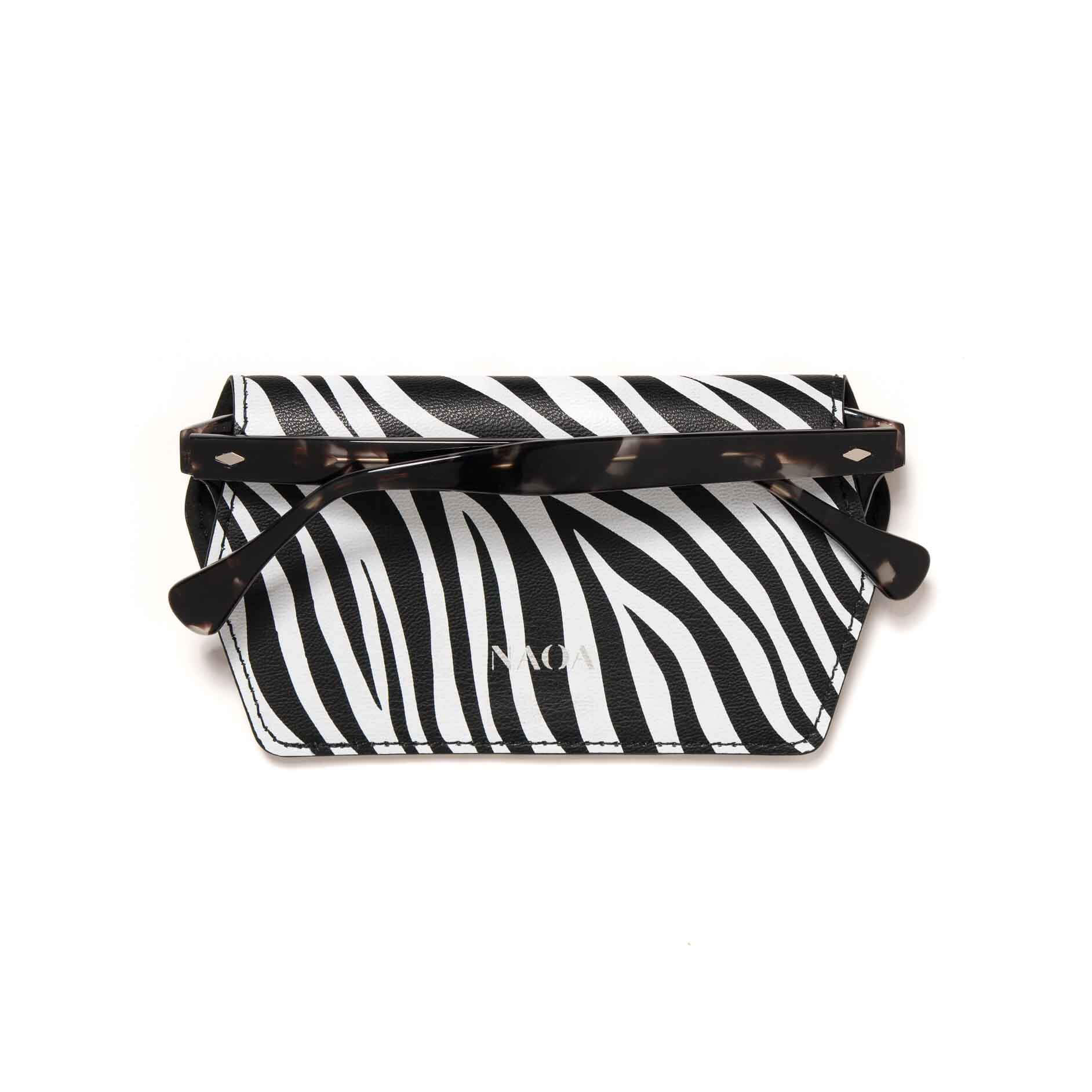 Naoa Women's Black / White Slim Glasses Case Zebra Print In Multi
