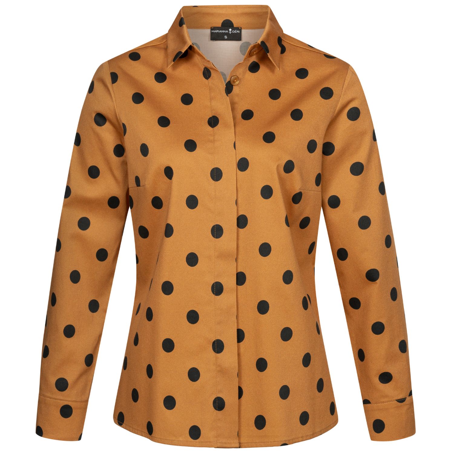 Marianna Déri Women's Brown / Black Polka Dot Button Up Shirt In Orange