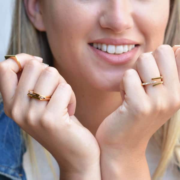 Neola Neringa Gold Stacking Ring With White Topaz In Stacking
