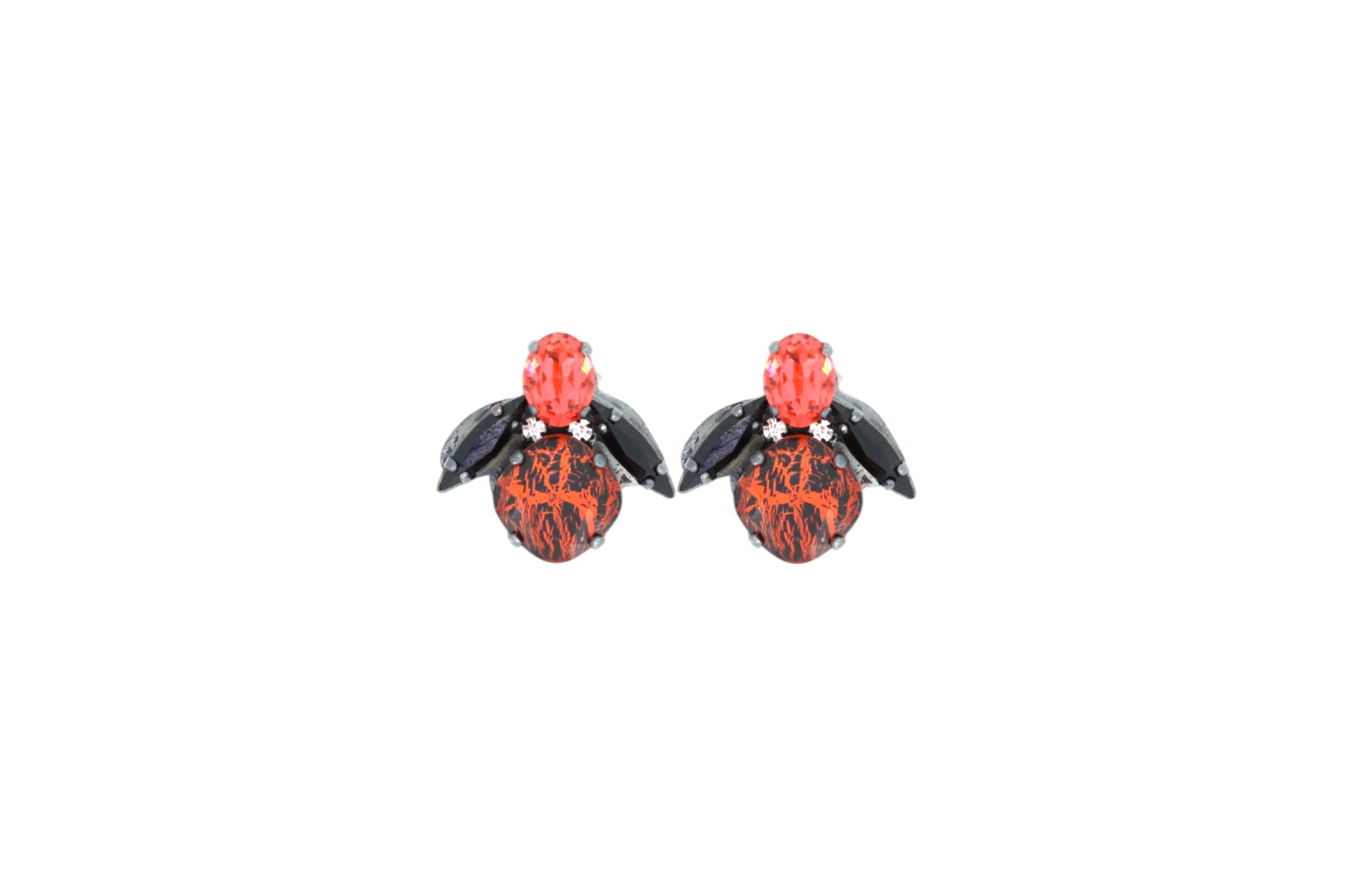 Vickisarge Women's The Spooky Orange Bee Earrings In Oxidised Silver - Pierced In Orange