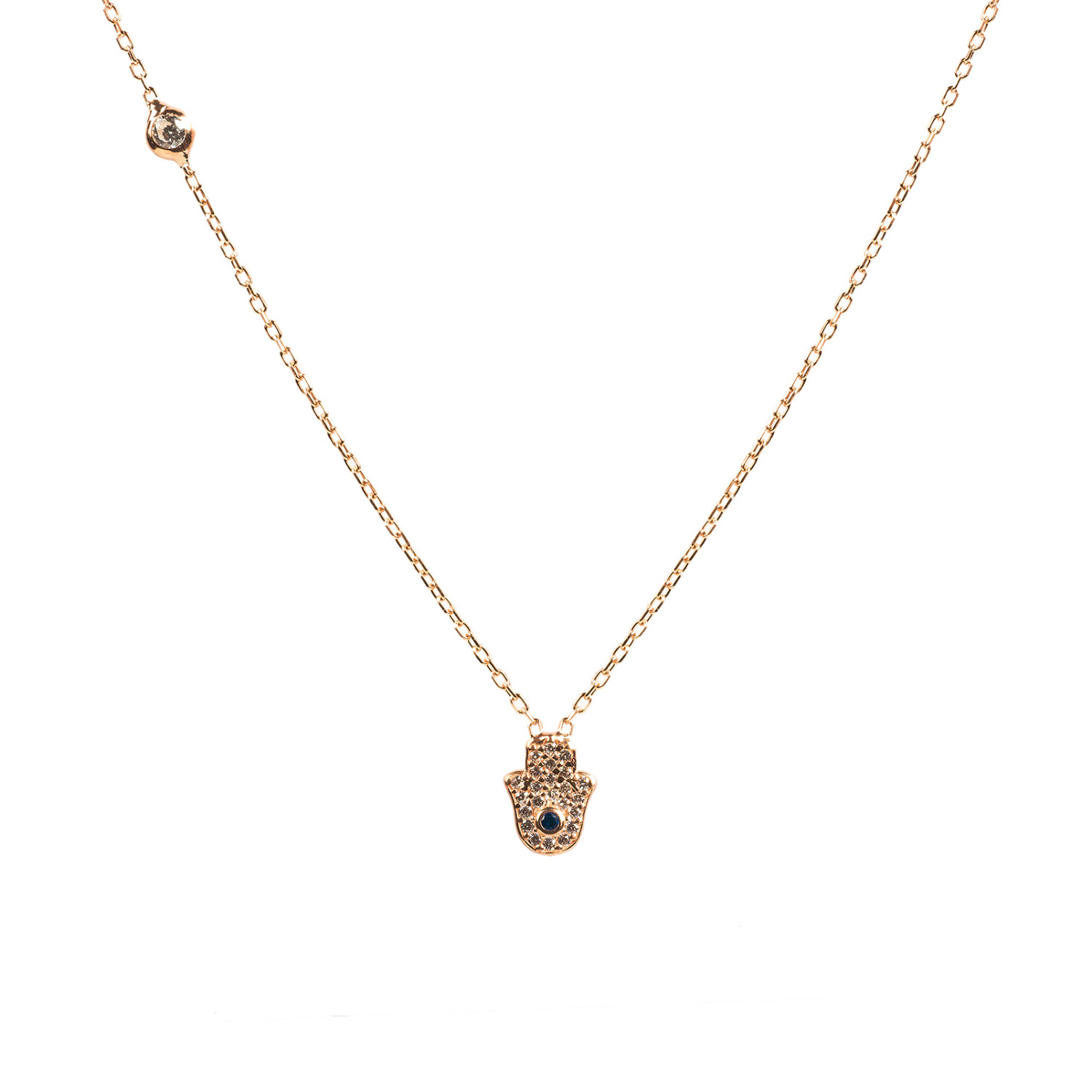 Women’s Rose Gold Hamsa Hand Necklace Rosegold Latelita