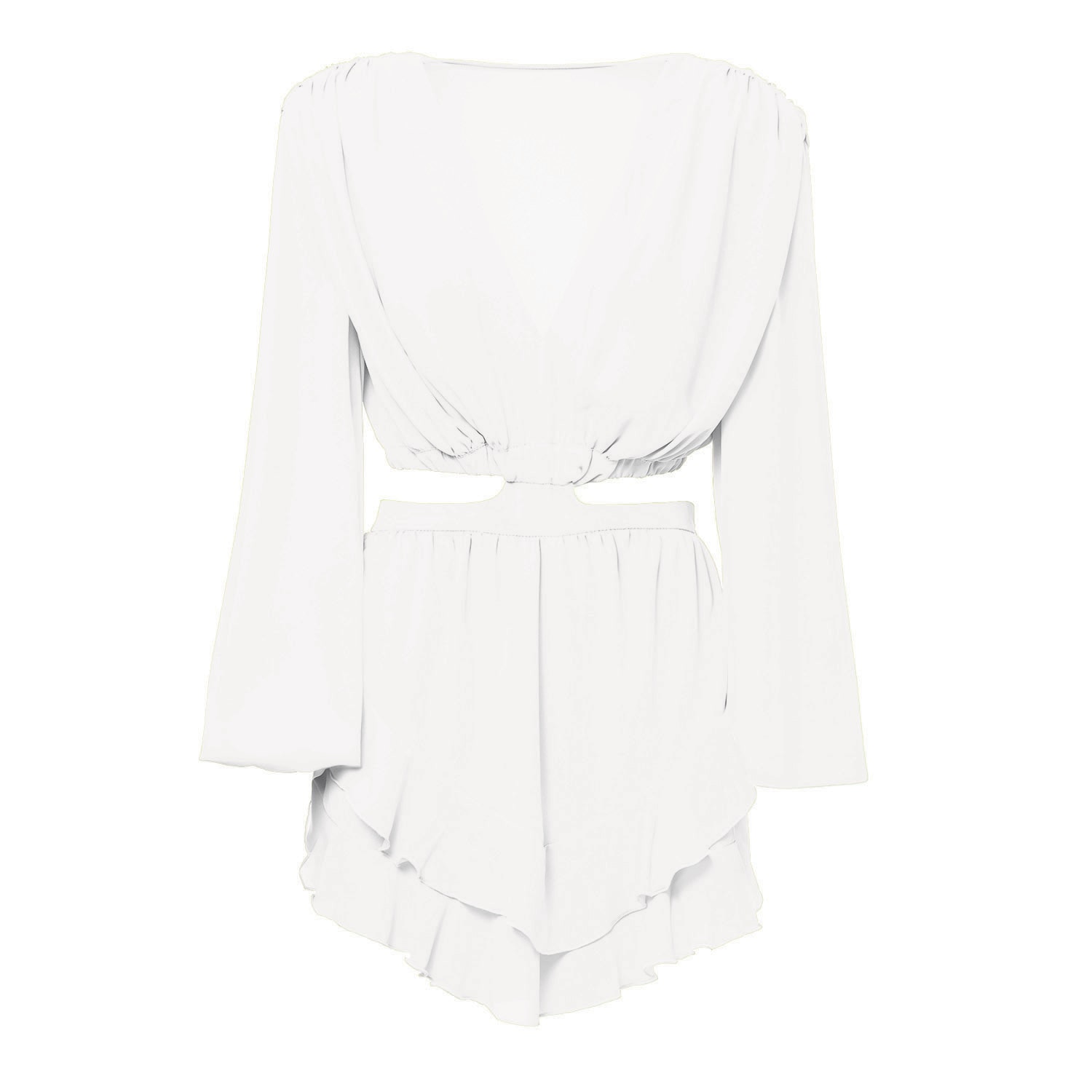 Bluzat Women's White Mini Jumpsuit With Cut-out In White