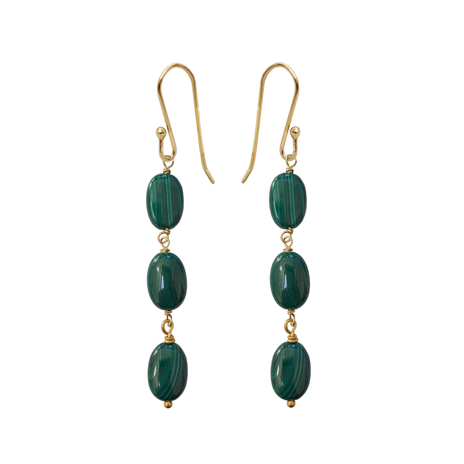 Women’s Green Three Malachite Earrings Mirabelle Jewellery