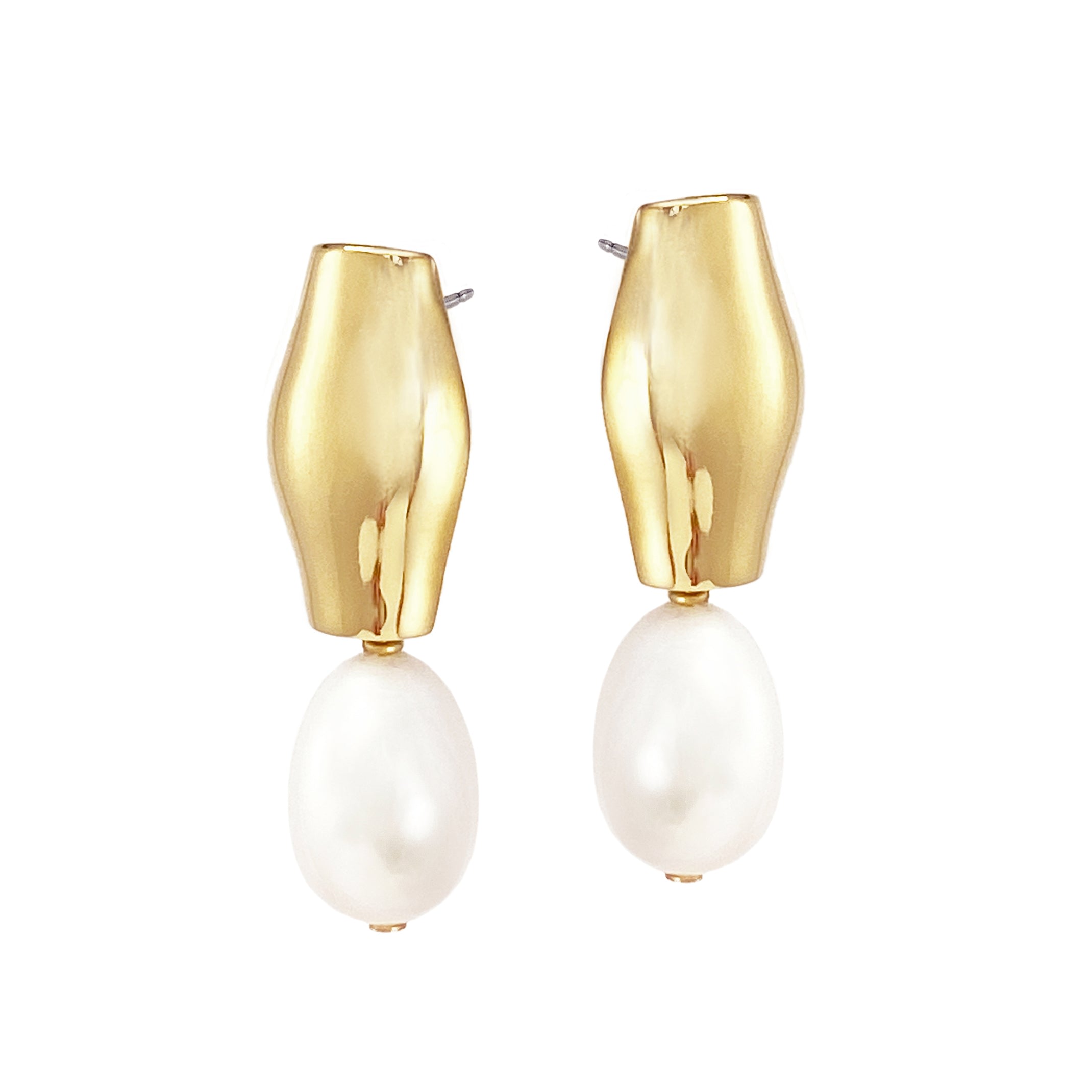 Women’s Amphora Pearl Studs - Gold Biko