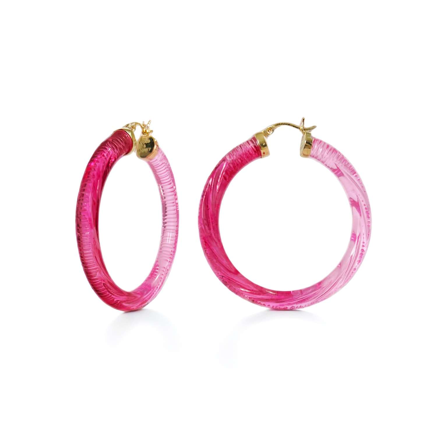 Gold & Honey Women's Red / Gold / Pink Pink Ombre Hoop Earrings