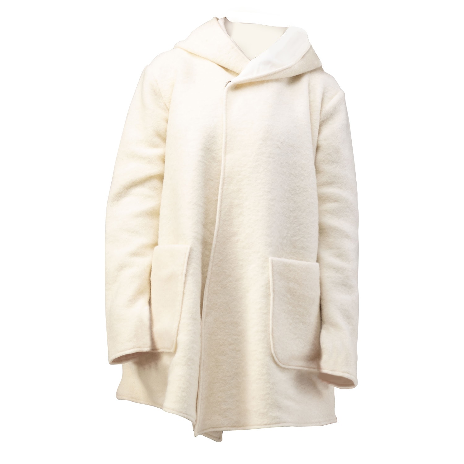 Women’s White Wool Wrap Cardigan Jacket With Pockets And Hood Extra Small Nikka Place