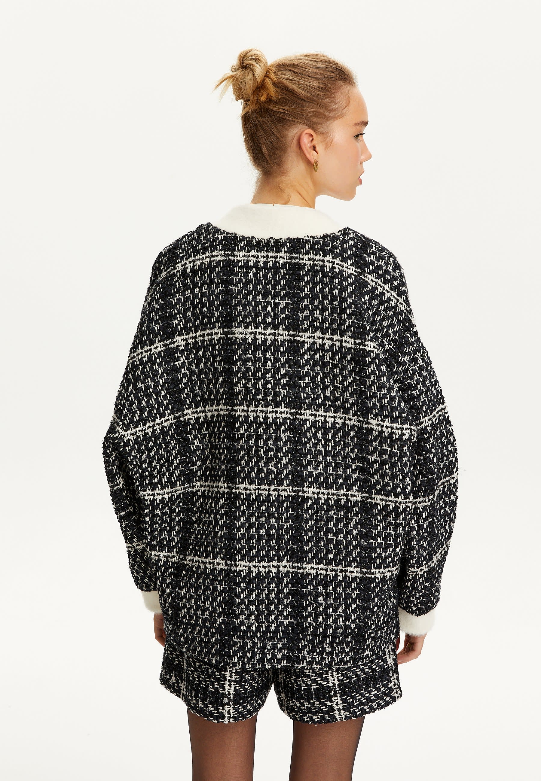 Oversized tweed bomber jacket discount