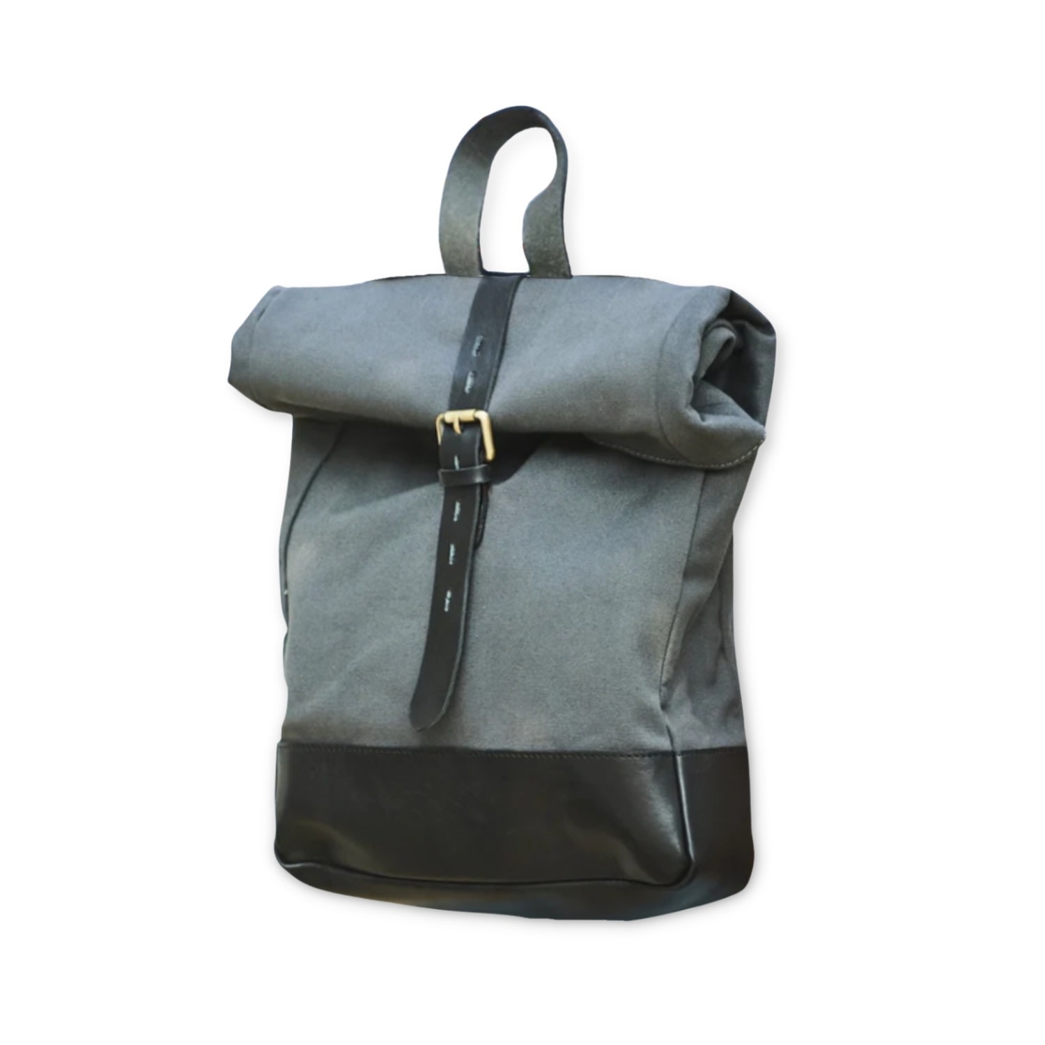 Women’s Grey / Black Canvas & Leather Roll Top Bag One Size Vida Vida