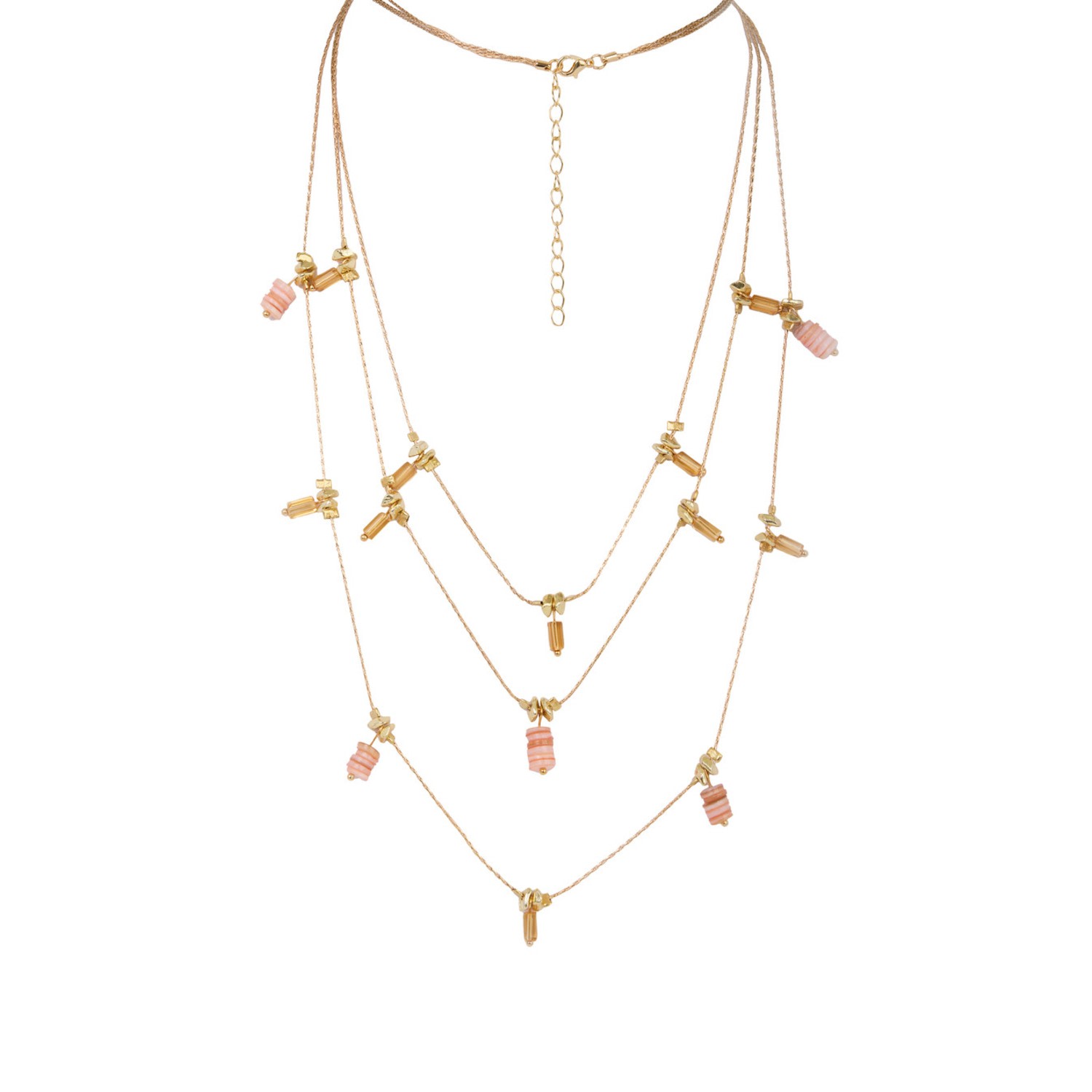 Women's Multi Layered Light Pink Necklace | Saachi