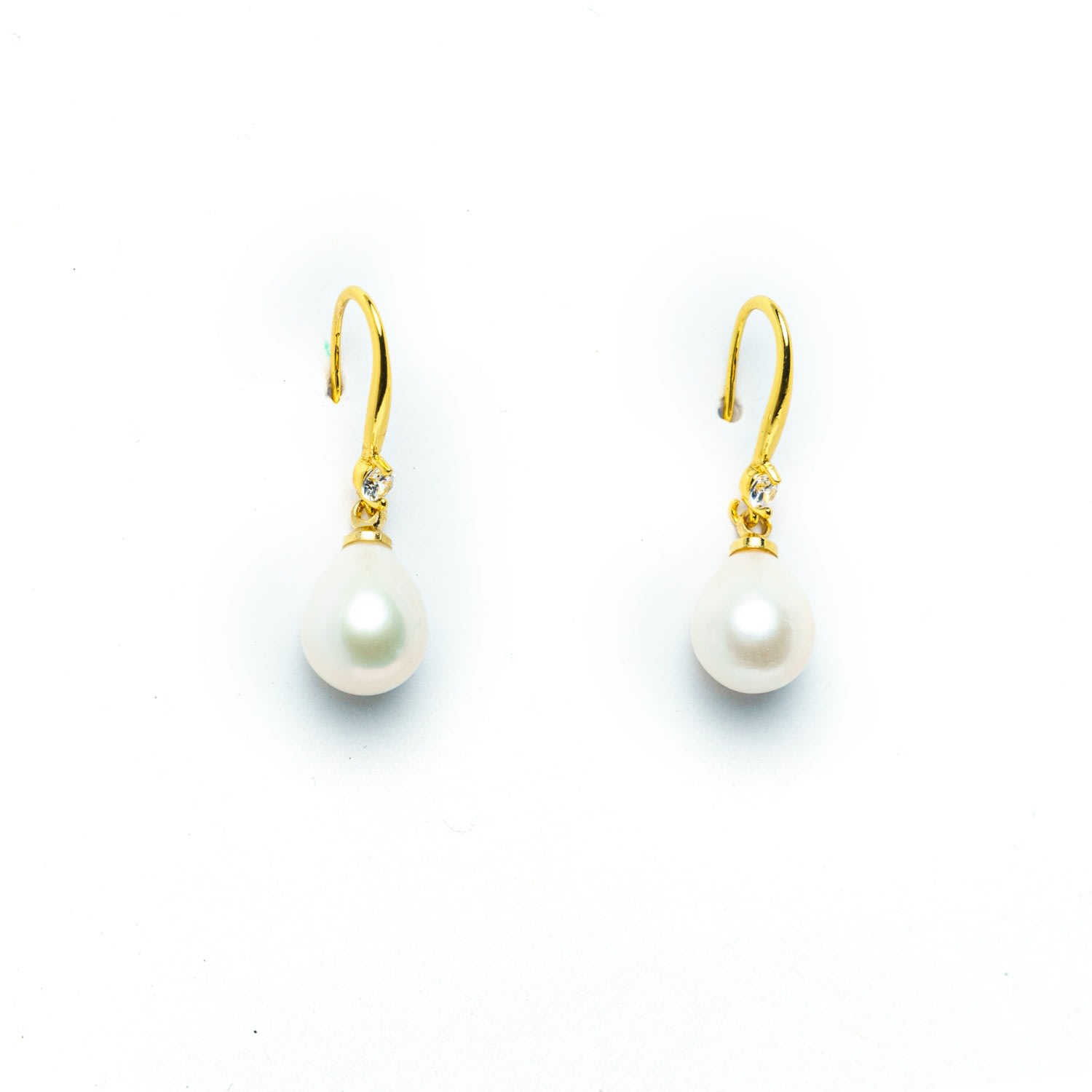 Women’s White / Gold Iris Earrings 24K Gold Plated Freshwater Pearl Dangle & Drop Hook Earrings Eunoia Jewels