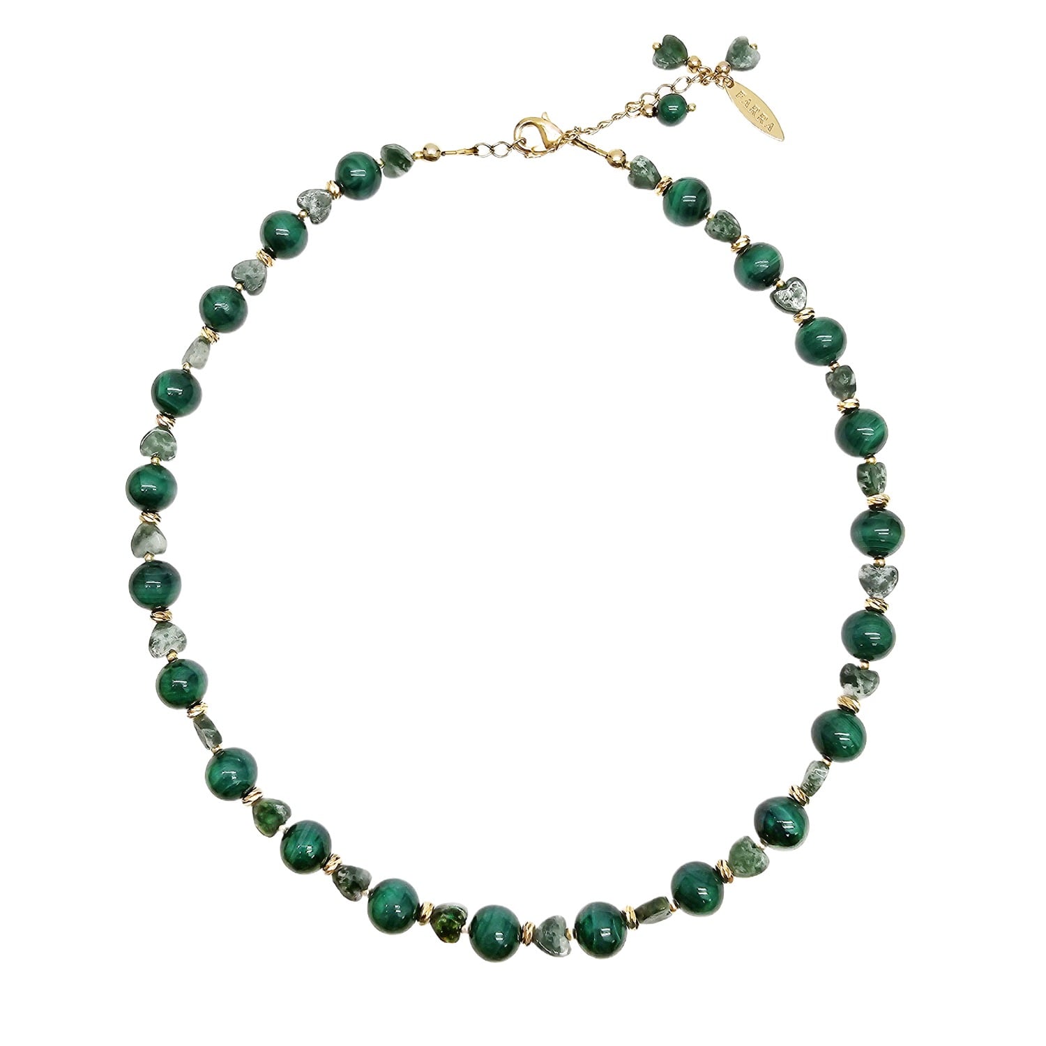 Women's Green Malachite With Heart Shape Agate Choker Necklace | Farra