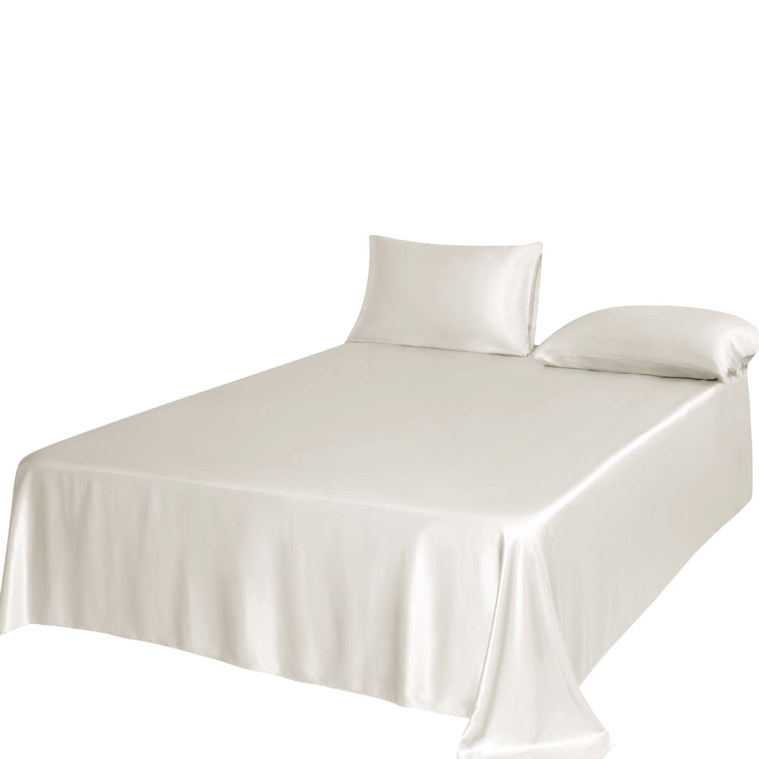Soft Strokes Silk White Pure Mulberry Silk Seamless Flat Sheet - Queen - Ivory In White