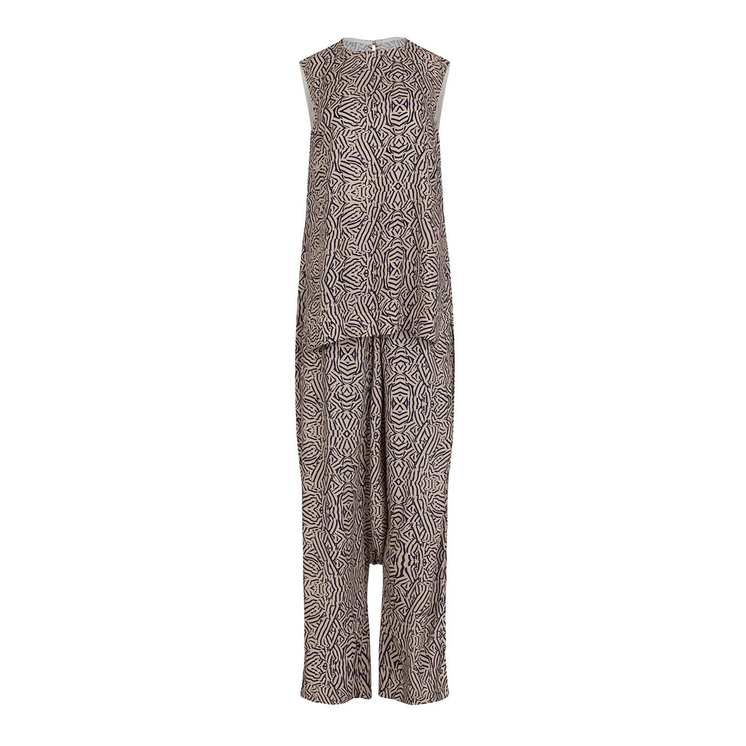 Clothes By Locker Room Brown Beige Abstract Print Two-piece Co-ord Set In Brown