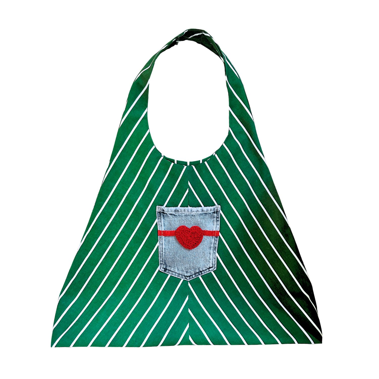 Couture To Your Door Women's Green / White Green And White Stripped Hobo Bag