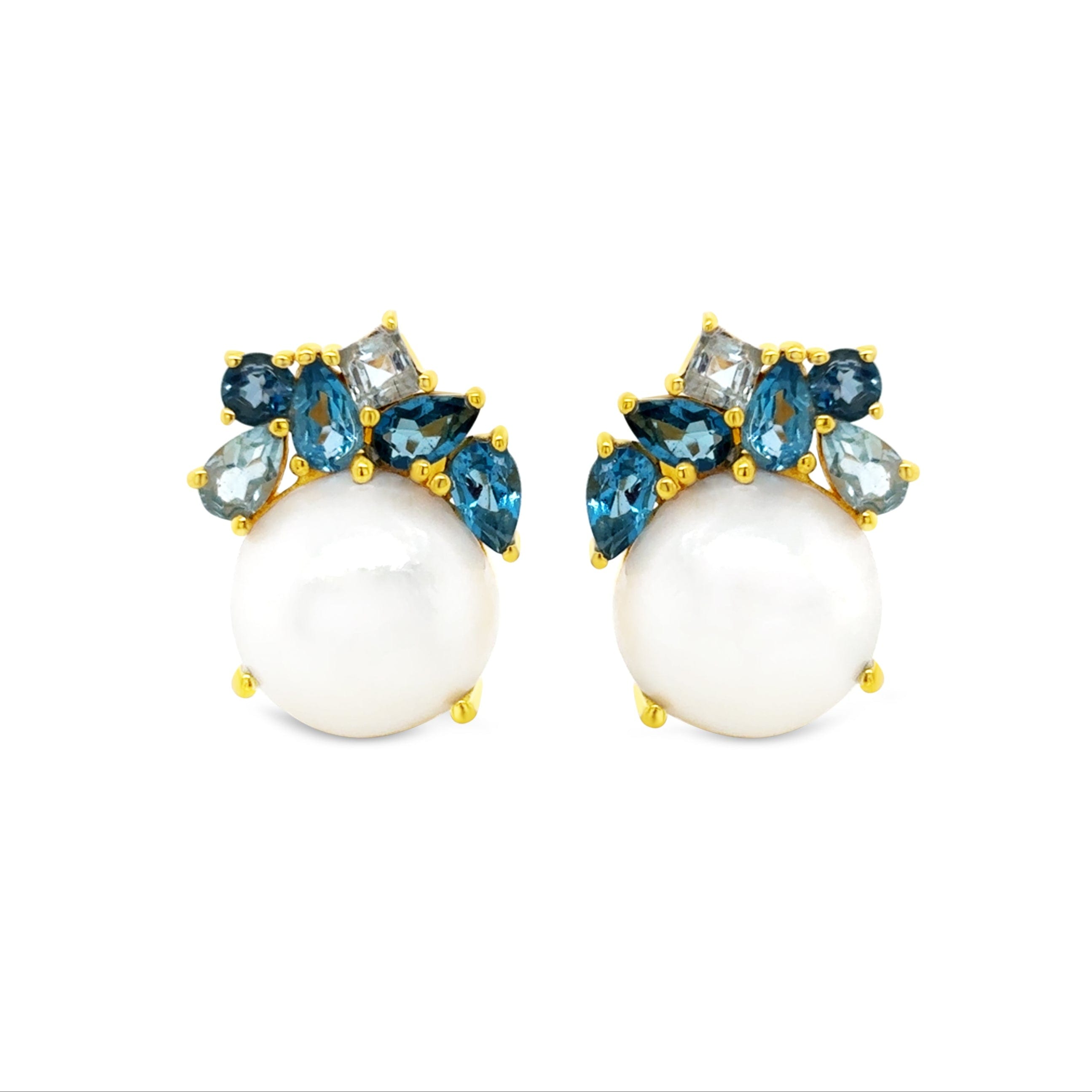 Gem Bazaar Jewellery Women's Blue / White / Gold Water Ice Earrings In Multi
