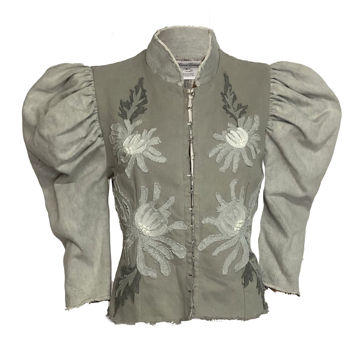 Deborah Lindquist Eco Lifestyle Women's Grey Fleur Denim Jacket In Grey