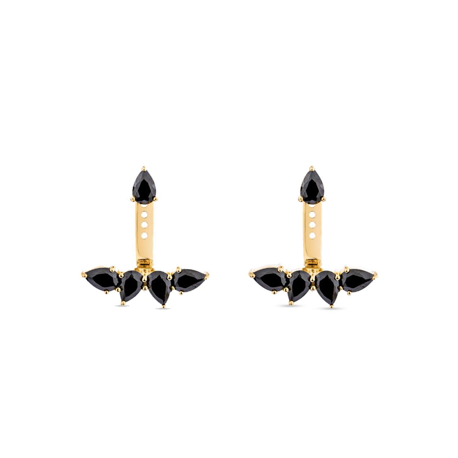 Sally Skoufis Women's Black / Gold Pure Ear Jacket With Man Made Black Cz Diamond Stimulant In Sterling Silver & 1 In Multi