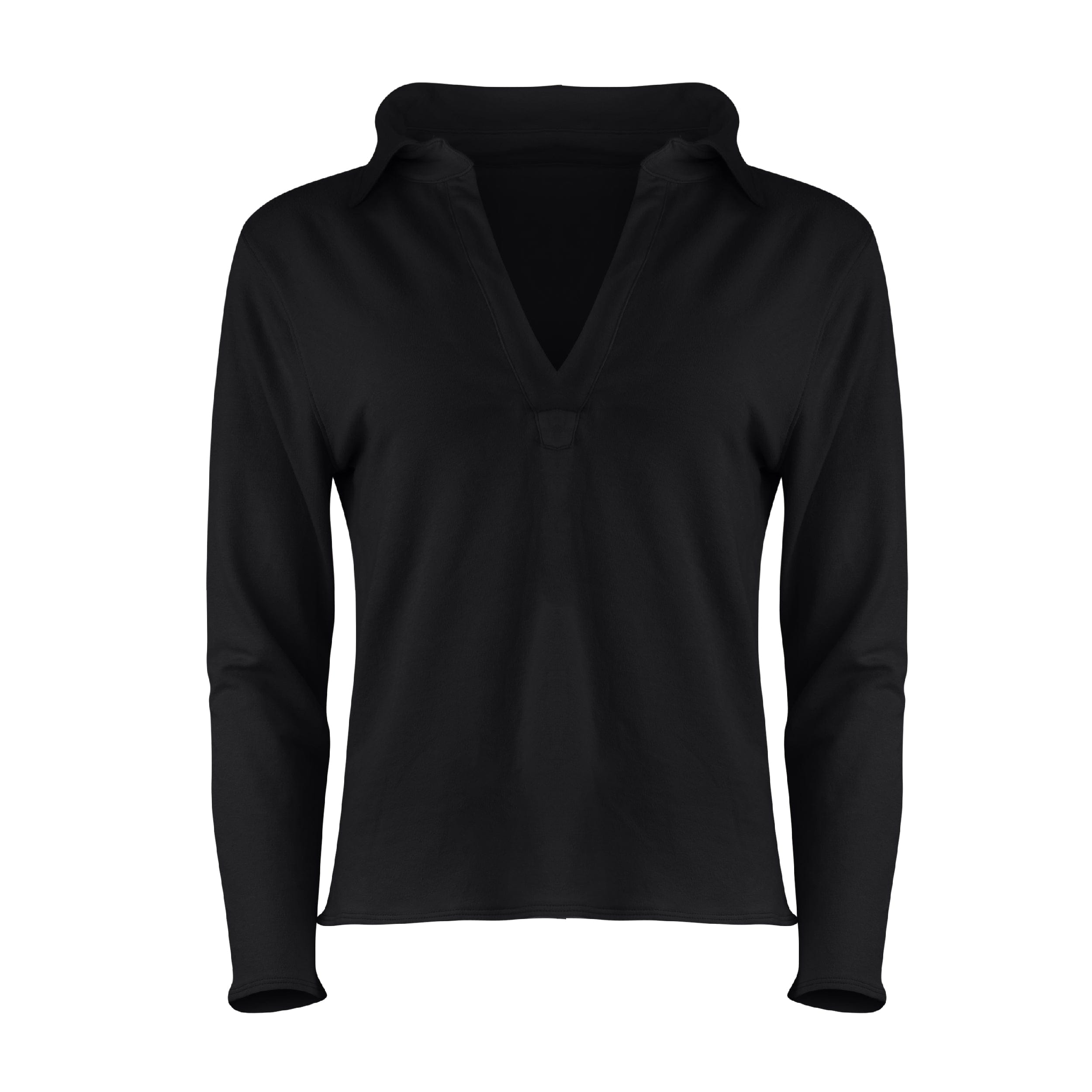 Women’s Black Khloe Cotton V-Neck Henley - Nero Medium Lezat