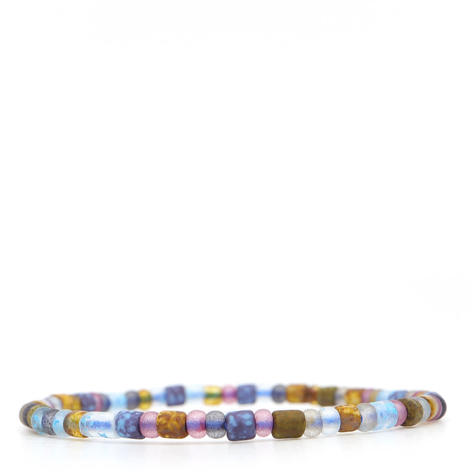 Shar Oke Men's White / Blue / Pink Pink, White & Blue Czech Picasso Beaded Bracelet In Multi