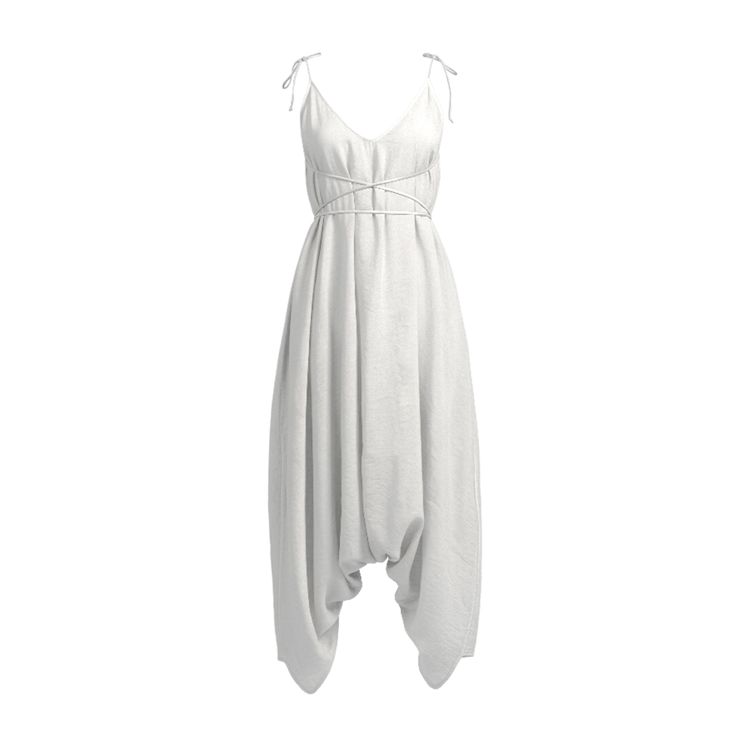 Zhenabia Women's Baris Jumpsuit - White - Boho Goddess Jumpsuit In White