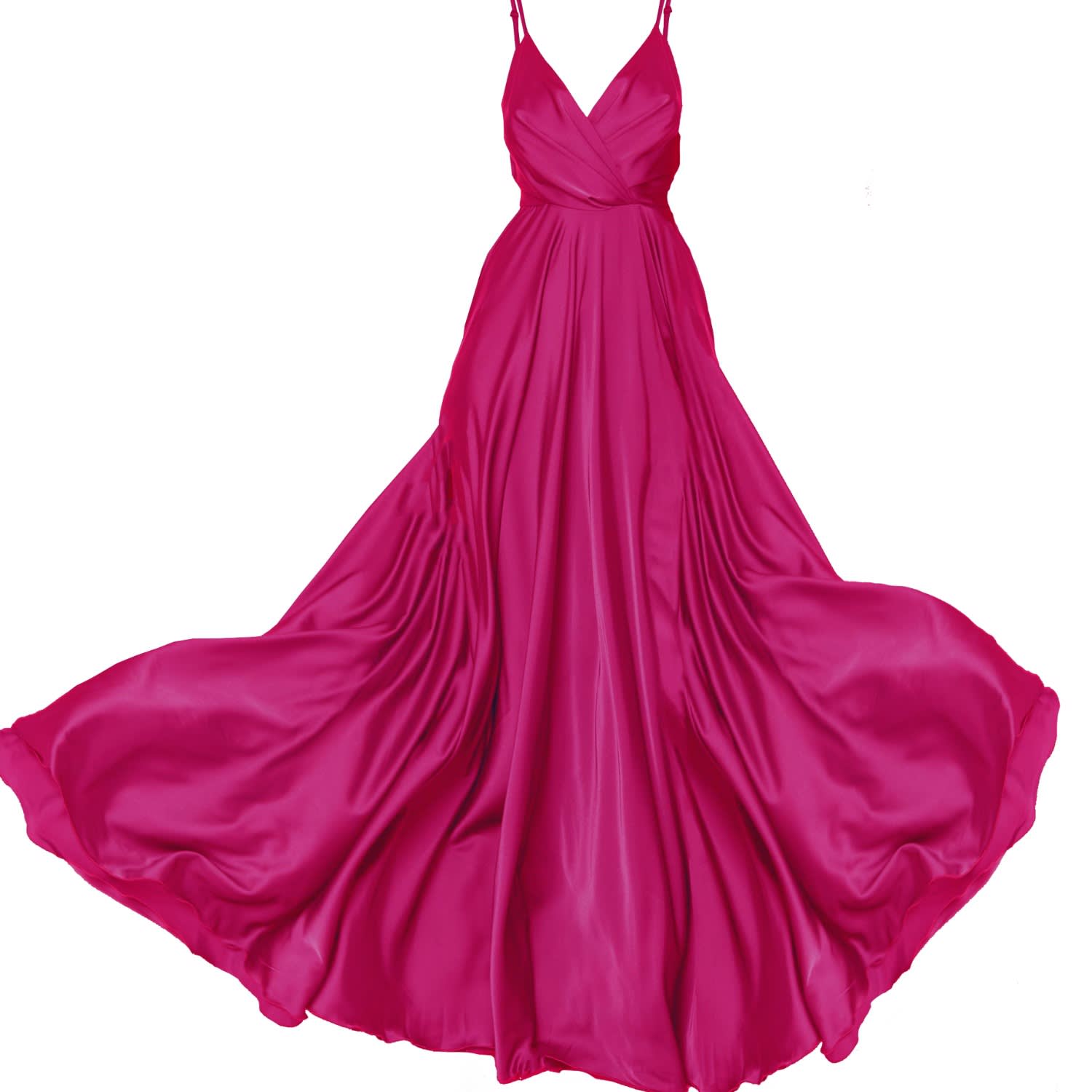 Satin Long Dress Fuchsia | Angelika 