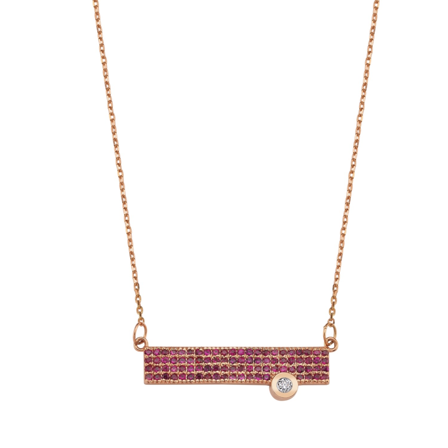 Dime Tribe Women's Rose Gold Ruby Plate Necklace