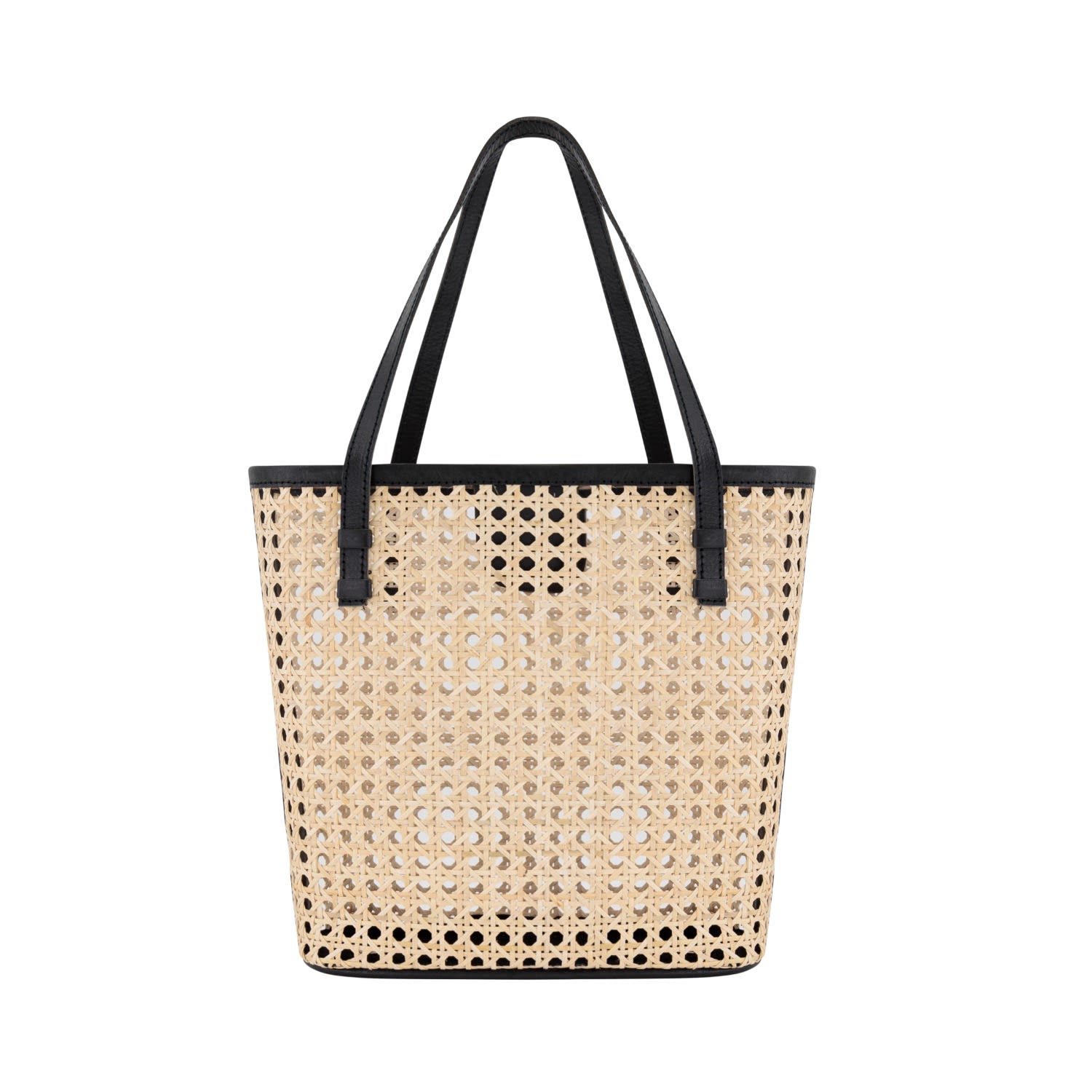 Ohsun Women's Black / Neutrals Bella Rattan & Leather Shoulder Bag - Black