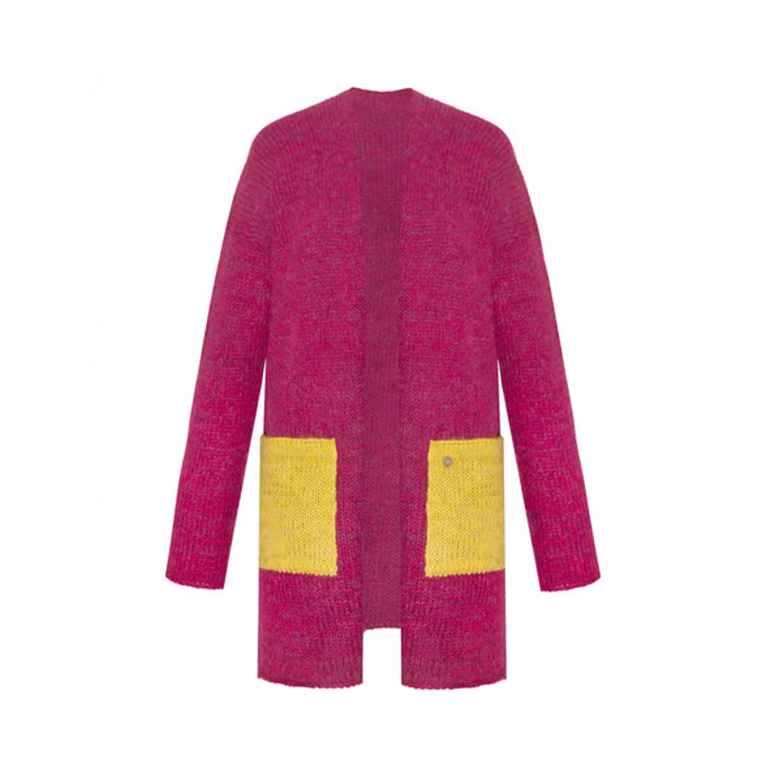 fuchsia cardigan