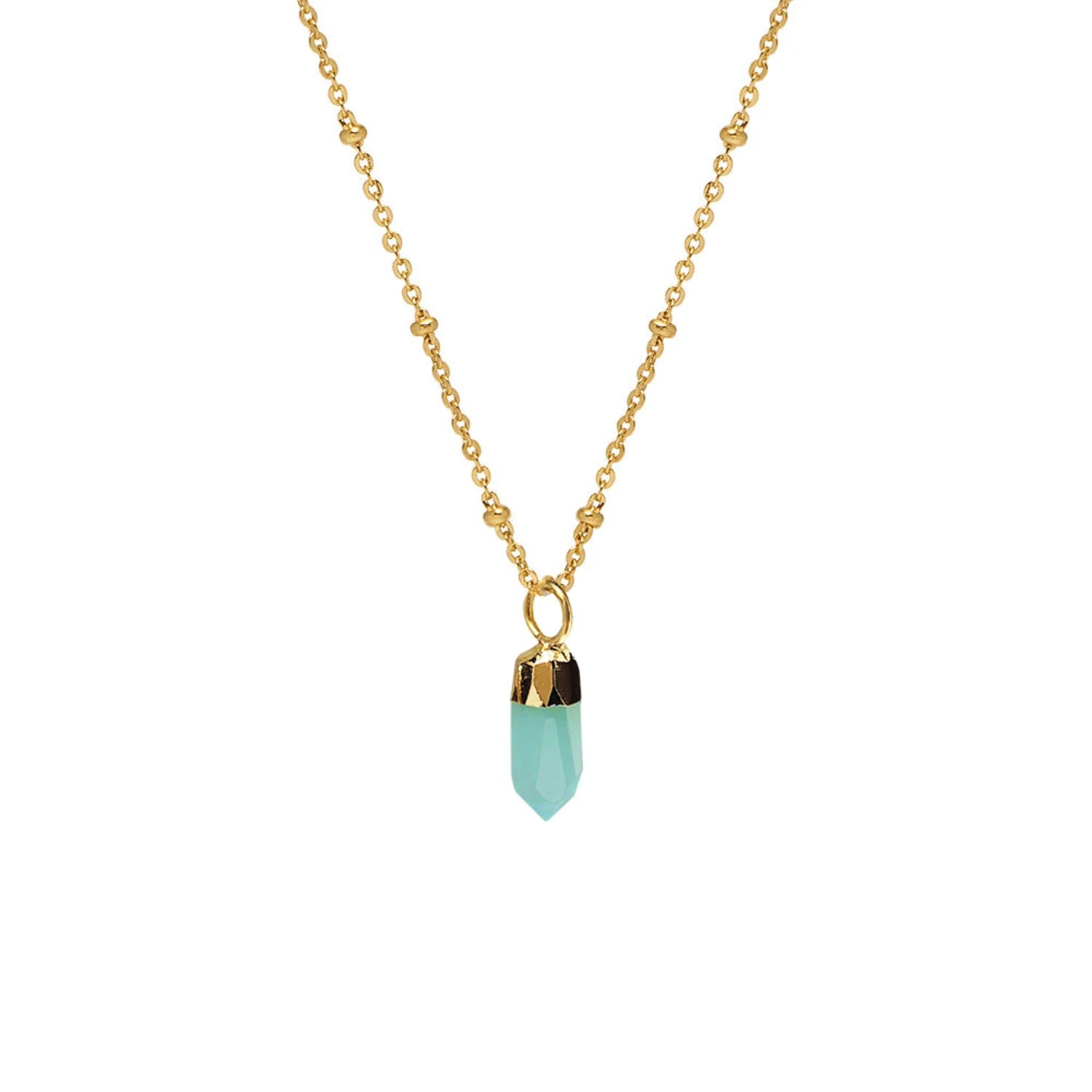 Mirabelle Jewellery Women's Green Mini Point Aqua Chalcedony Pendant In Green