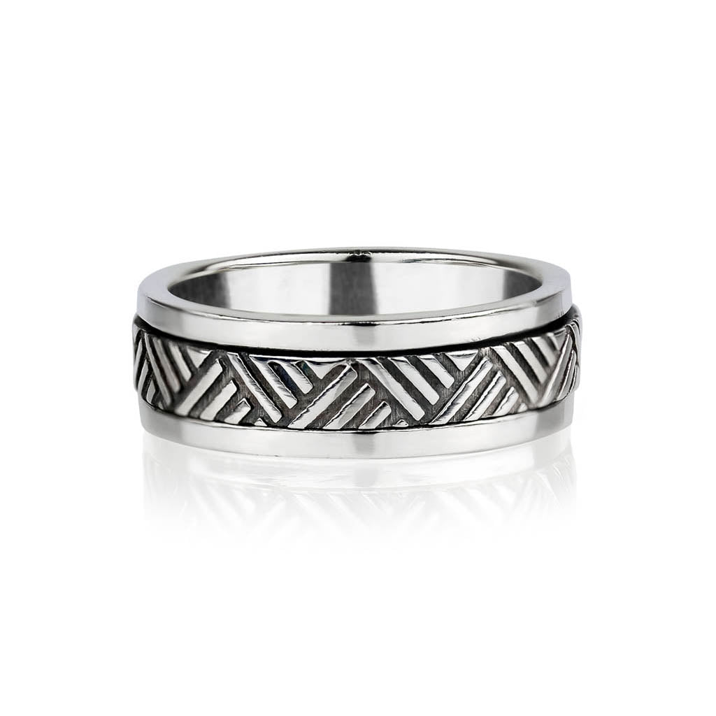 Charlotte's Web Jewellery Mayan Warrior Men's Silver Spinning Ring In Silver