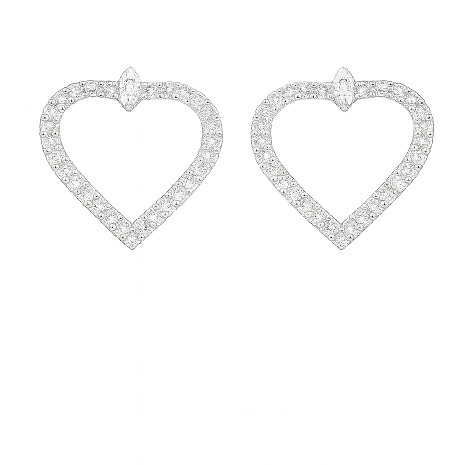 The Gala Women's Silver Open Heart Pavé Earrings In Silver