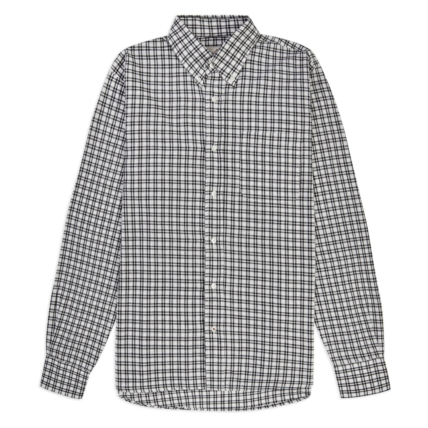 Burrows And Hare Men's Check Button Down Shirt - Black & White