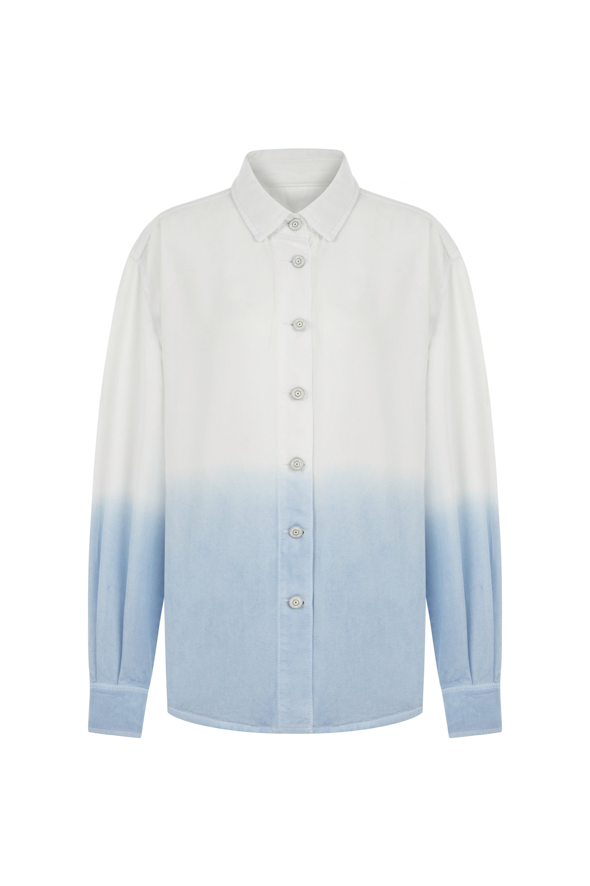 Nocturne Women's Blue / White Draped Denim Button-up Shirt