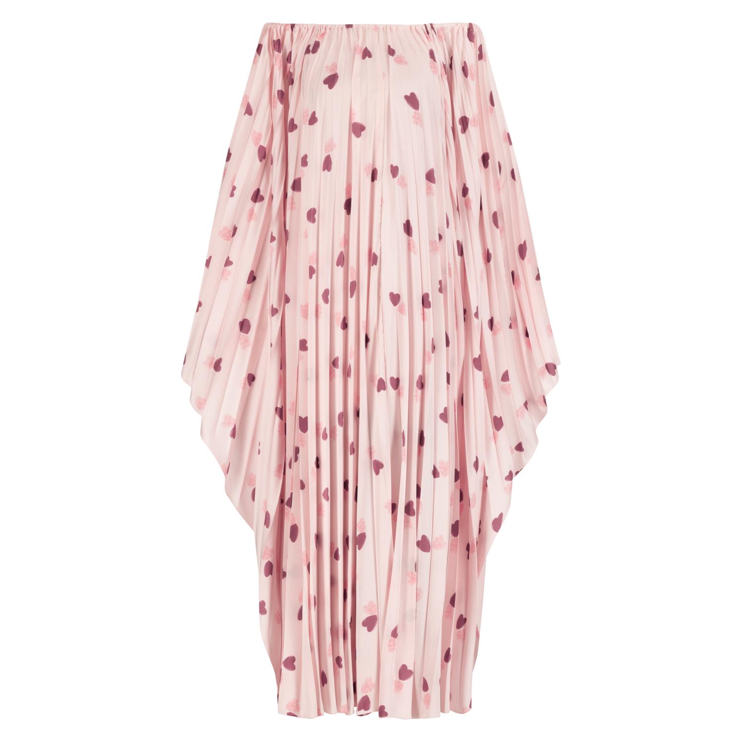 Azzalia Women's Pleated Printed Silk Off Shoulder Kaftan