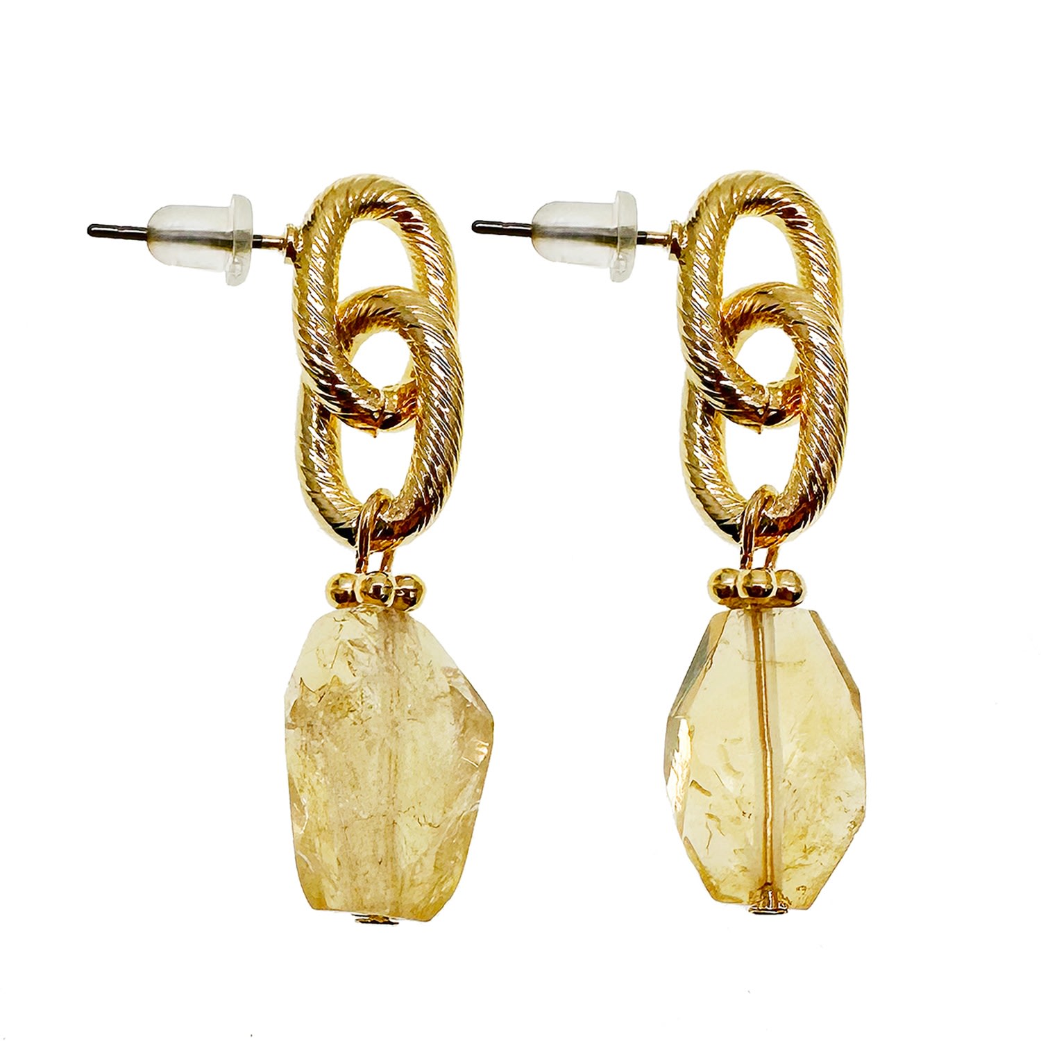 Farra Women's Yellow / Orange Citrine Chain Earrings
