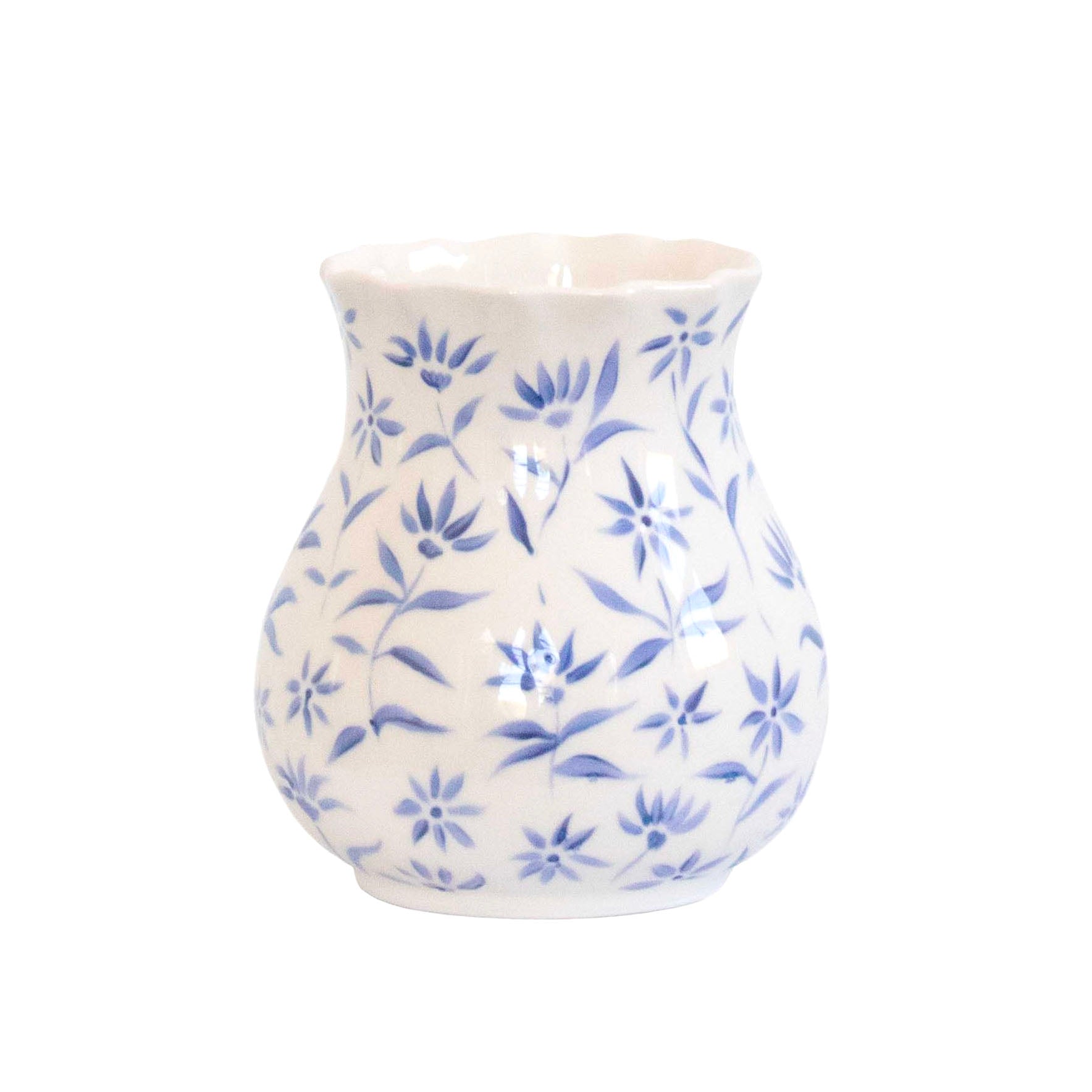 Sunburst Floral Short Scallop Vase - Blue Rosanna Corfe