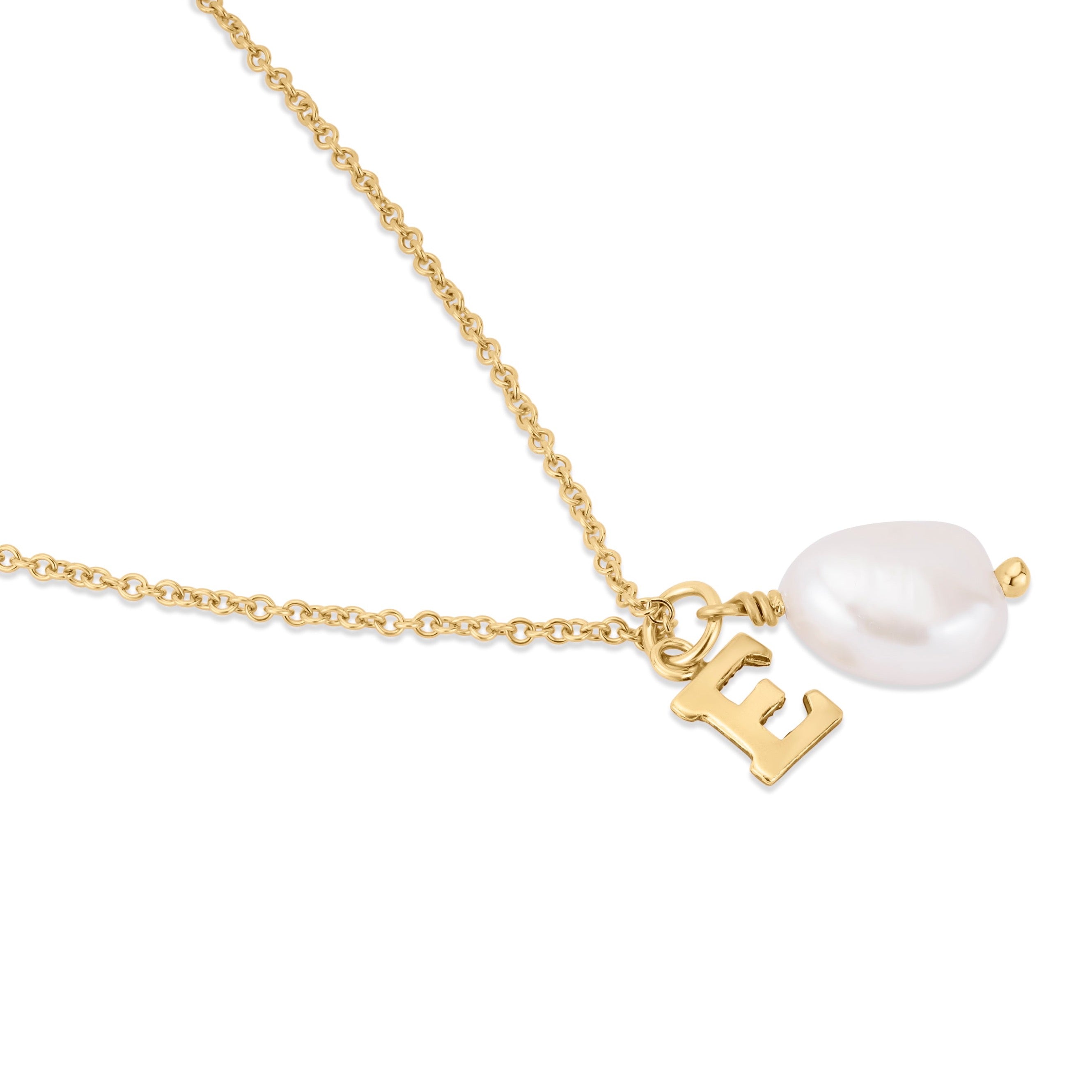 Women’s Gold / White Baroque Pearl & Initial Pendant Necklace Ella Woodhouse