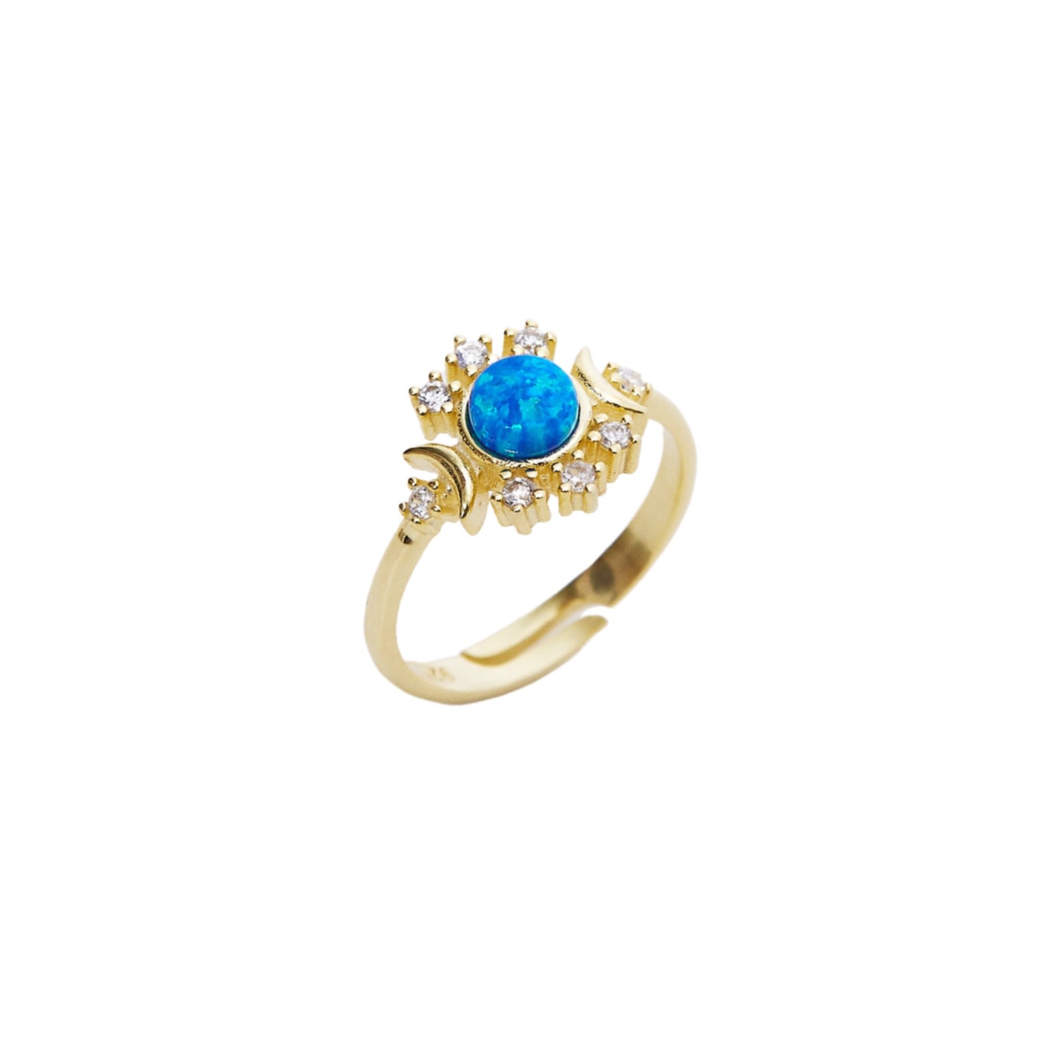 Spero London Women's Gold Blue Opal Sun Ring Sterling Silver In Gold