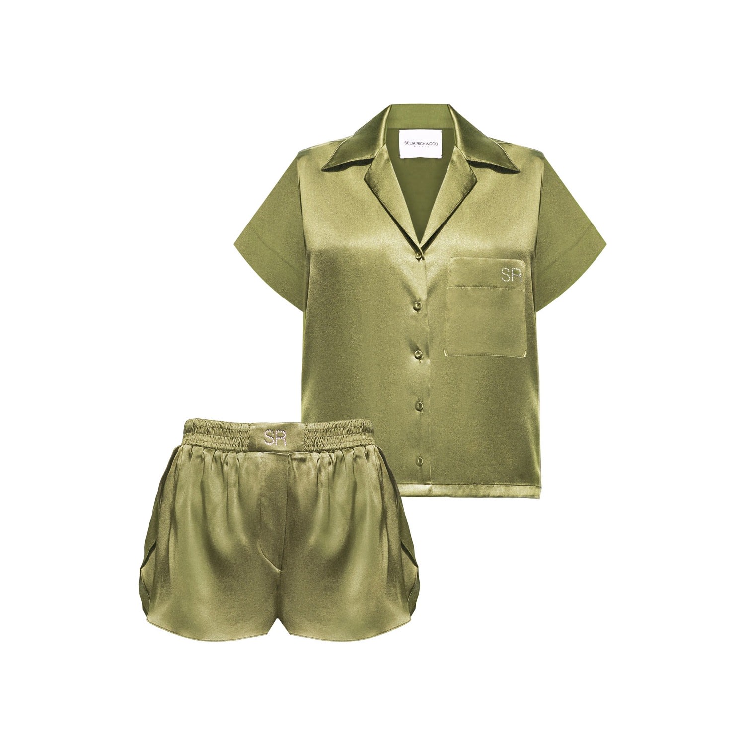 Seliarichwood Women's Green Silk Short Set