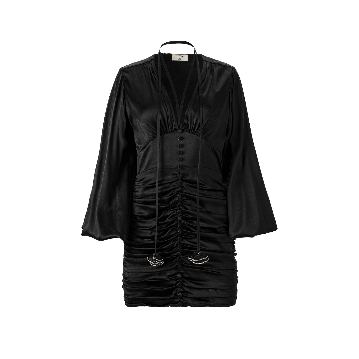 Shop Lita Couture Women's Ruched Mini Dress In Black