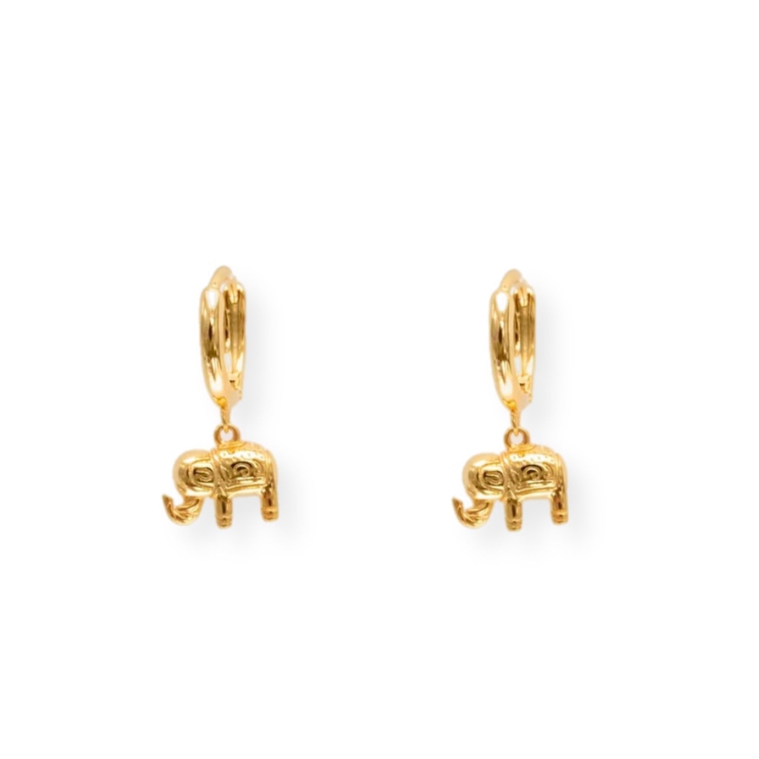 Mink&ivy Women's Gold Elephant Huggie Huggie Hoop Earrings