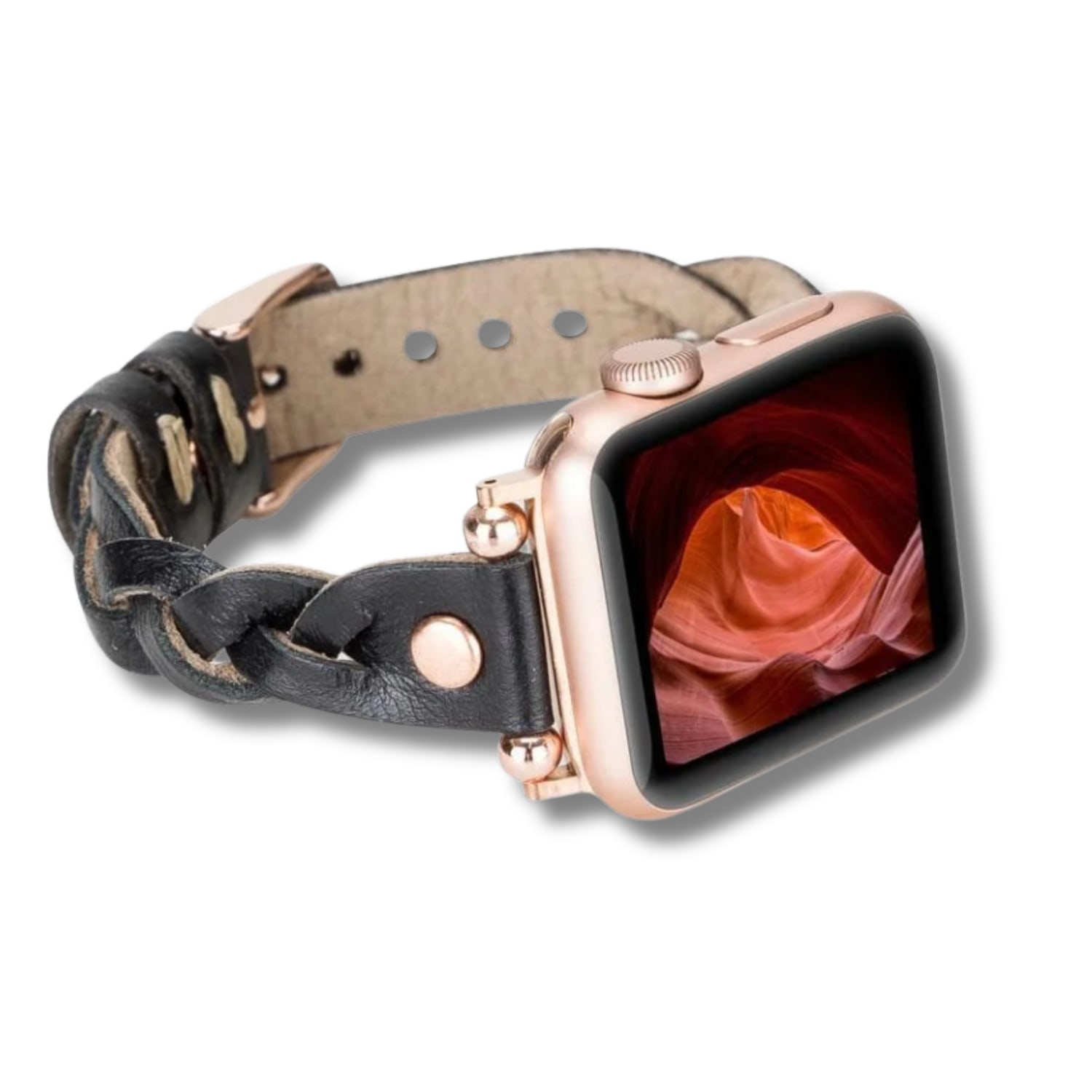 Leathere Women's Apple Watch Braided Band - Black - Chico In Black