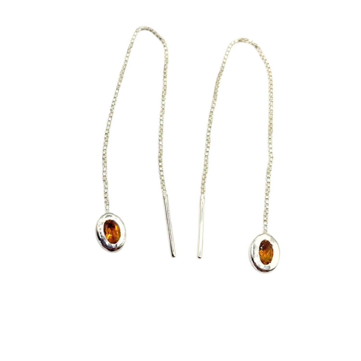 Amy Delson Jewelry Women's Silver / Yellow / Orange Thelma - Citrine Silver Threader Earrings