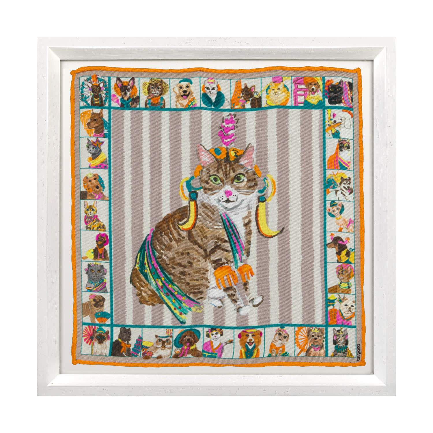 Un Poco Cats Cats Framed Silk