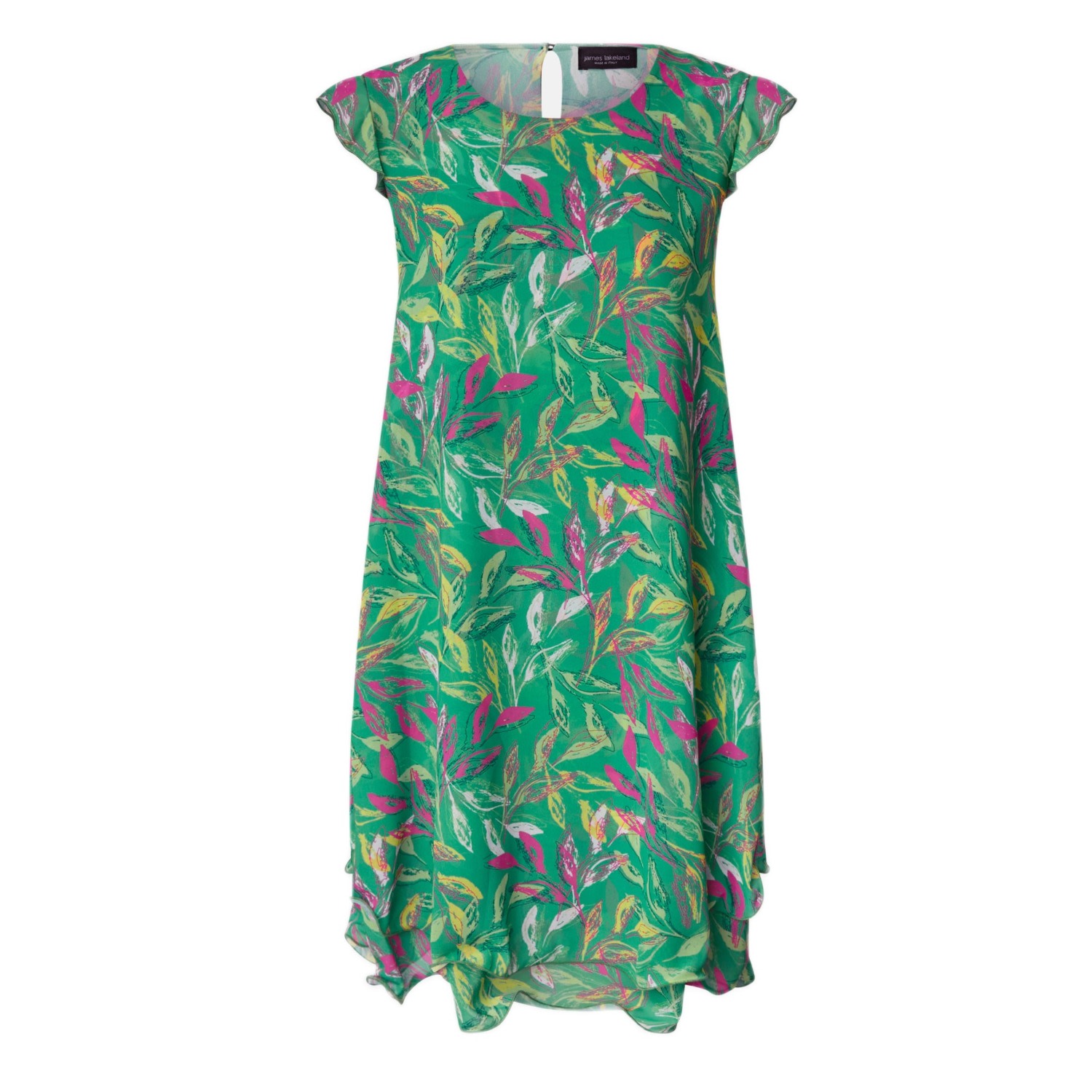 Women’s Ruffle Sleeves Wave Hem Dress Green Extra Small James Lakeland